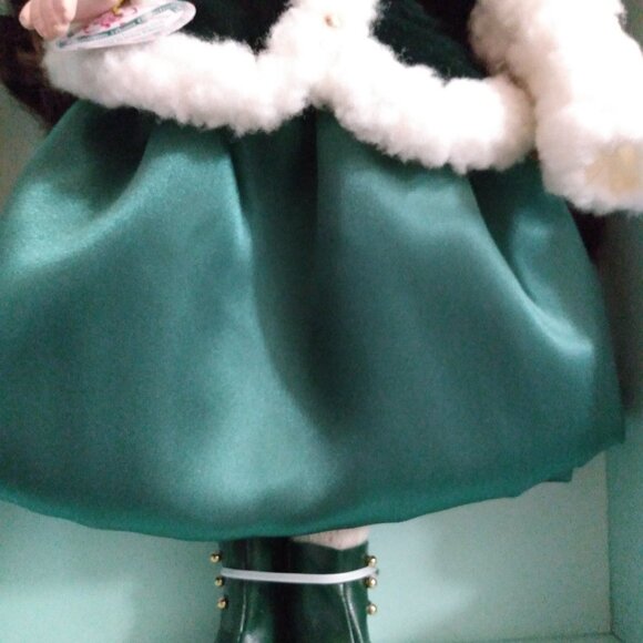 Vintage Brass Key Winter Christmas Holiday Porcelain Doll 16" - Picture 4 of 7